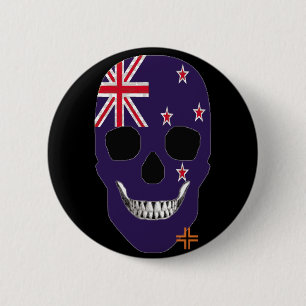 Bóton Redondo 5.08cm Crachá circular HANDSKULL Nova Zelândia preto B2