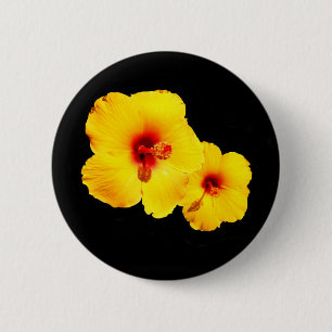 Bóton Redondo 5.08cm Crachá de hibiscus amarelo