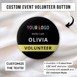 Bóton Redondo 5.08cm Crachá de Nome de Evento de Voluntário Personaliza