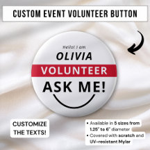 Crachá de Voluntário Pergunte-me Vermelho Branco N