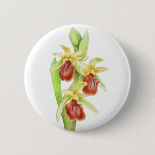 Bóton Redondo 5.08cm Crachá do botão da arte da aguarela da orquídea