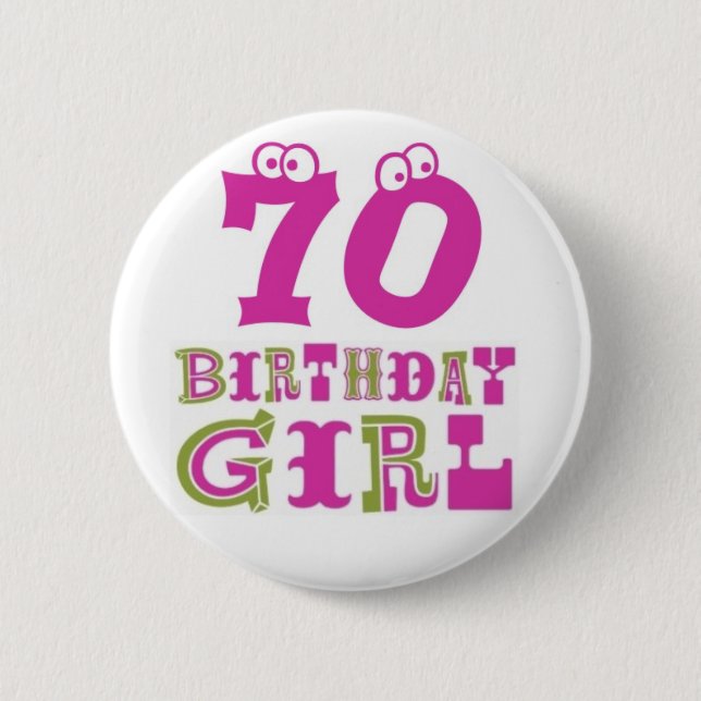 Bóton Redondo 5.08cm crachá do botão da menina do aniversário do 70 (Frente)
