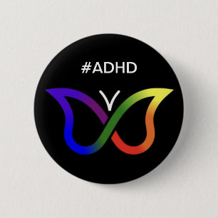 Bóton Redondo 5.08cm crachá do botão de diversidade da borboleta #ADHD