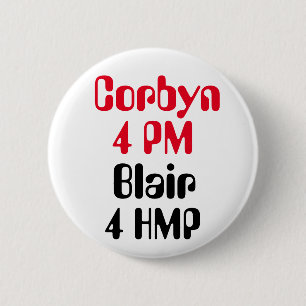 Bóton Redondo 5.08cm Crachá do botão de Jeremy Corbyn 4 PM Blair 4 HM