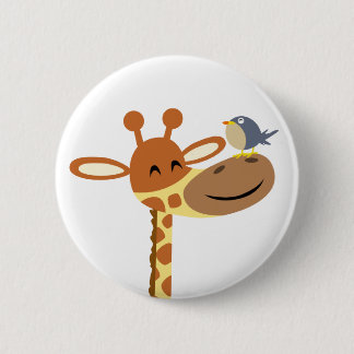 Bóton Redondo 5.08cm Crachá do botão Girafa e Amigo