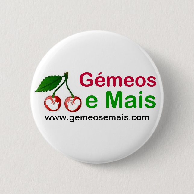 Bóton Redondo 5.08cm Crachá Gémeos e Mais (Frente)