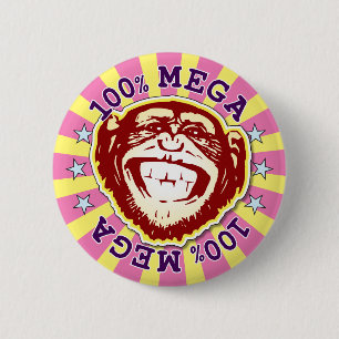 Bóton Redondo 5.08cm Crachá Macaco Engraçado Mega 100%