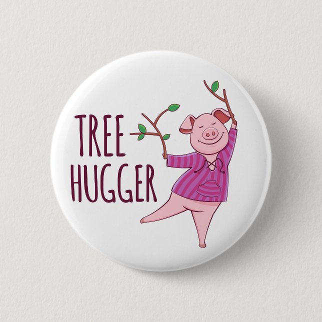 Bóton Redondo 5.08cm Crachá Pig Hippy Cute Hugger Tree (Frente)