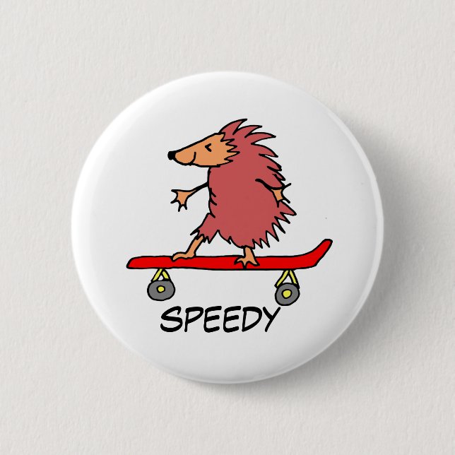 Bóton Redondo 5.08cm Crachá Skateboard Hedgehog (Frente)
