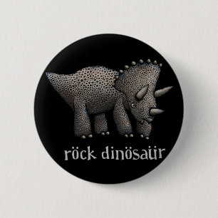 Bóton Redondo 5.08cm Crachá Tricerátops Rock Dinossauro