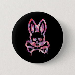 Bóton Redondo 5.08cm Crânio Assustador E Crossbones D Rabbit Horror Bun