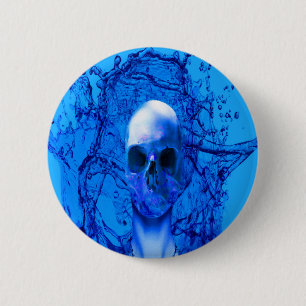 Bóton Redondo 5.08cm crânio azul alienígena