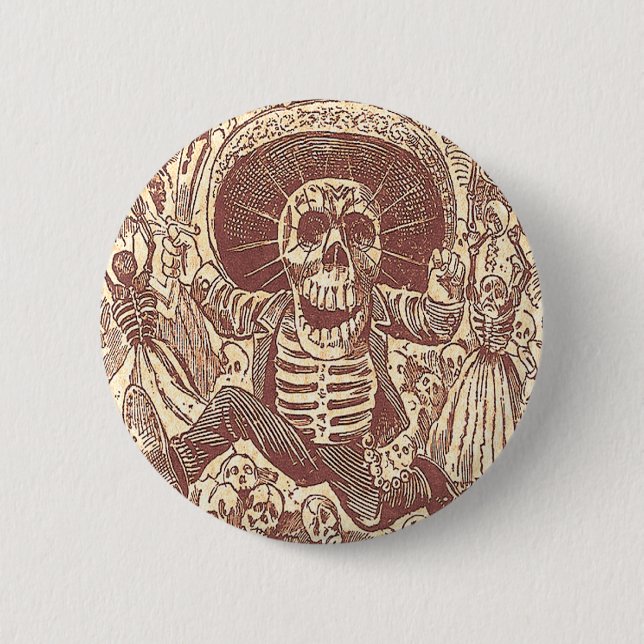 Bóton Redondo 5.08cm Crânio de Oaxaca, La Calavera Oaxaqueña (Frente)