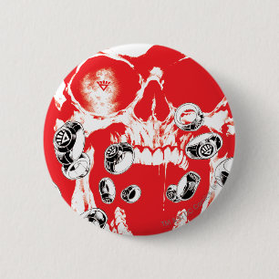 Bóton Redondo 5.08cm Crânio e anéis - vermelho