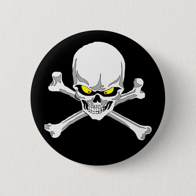 Bóton Redondo 5.08cm Crânio e botão dos crossbones (Frente)