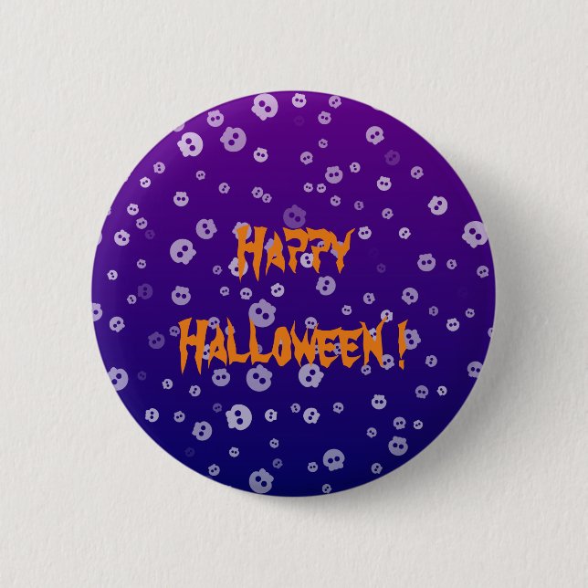 Bóton Redondo 5.08cm Crânios de Halloween (Frente)