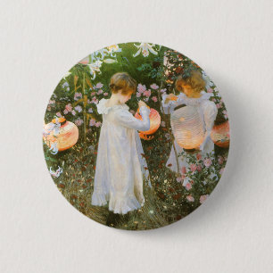 Bóton Redondo 5.08cm Cravo, Lírio, Lírio, Rosa por John Singer Sargent