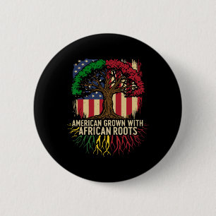 Bóton Redondo 5.08cm Crescido Americano Bandeira Africana Usa Mês da Hi