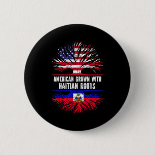 Bóton Redondo 5.08cm Crescido Americano Com Raízes Haitianas Bandeira D