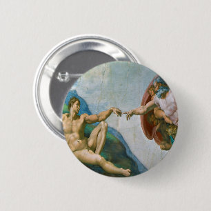Bóton Redondo 5.08cm Criação de Adam - Michelangelo 1475 - 1564