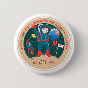Bóton Redondo 5.08cm Criança astronauta na festa de aniversário da lua