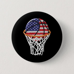 Bóton Redondo 5.08cm Crianças 4 de julho Basquete USA Flag Kids Youth B