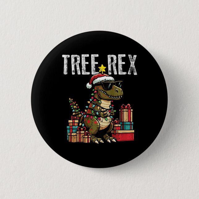 Bóton Redondo 5.08cm Crianças de Natal Árvore de Dinossauro Rex Xmas Tr (Frente)