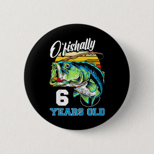 Bóton Redondo 5.08cm Crianças Oficialmente 6 Anos Pescador Aniversário
