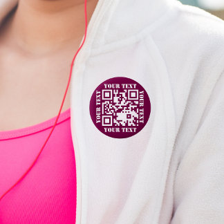 Bóton Redondo 5.08cm Criar Código QR de Verificação de URL de Site Rosa