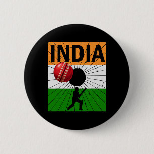 Bóton Redondo 5.08cm Cricket Índia Com Pincelada Da Bandeira Indiana As