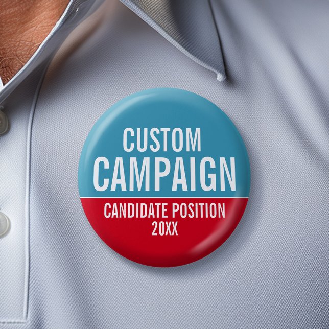 Bóton Redondo 5.08cm Crie a sua própria engrenagem de campanha - Vermel (Custom Campaign Gear -- Create your own election swag for any candidate)