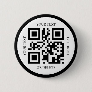 Bóton Redondo 5.08cm Crie Seu Próprio Código Qr Moderno Elegante Simple