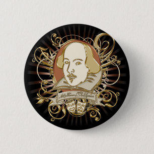 Bóton Redondo 5.08cm Crista de William Shakespeare (ouro)