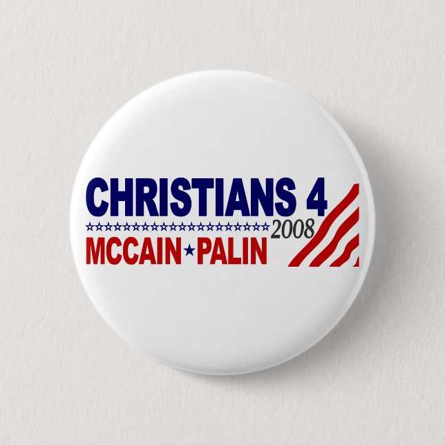 Bóton Redondo 5.08cm Cristãos para McCain Palin (Frente)