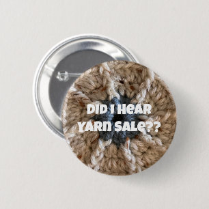 Bóton Redondo 5.08cm Crochet tricotando Humor Beige Blue Artesanato Lov