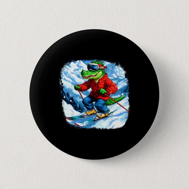 Bóton Redondo 5.08cm Crocodilo Skier (Frente)