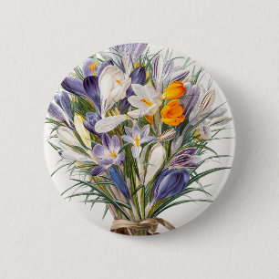 Bóton Redondo 5.08cm Crocus Primavera Fllower Arte Botânica