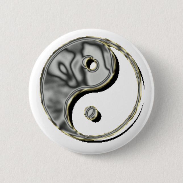 Bóton Redondo 5.08cm Cromo de Yin Yang (Frente)