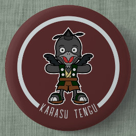 Bóton Redondo 5.08cm Crow Tengu, Um Cartoon | Yokai Japonês