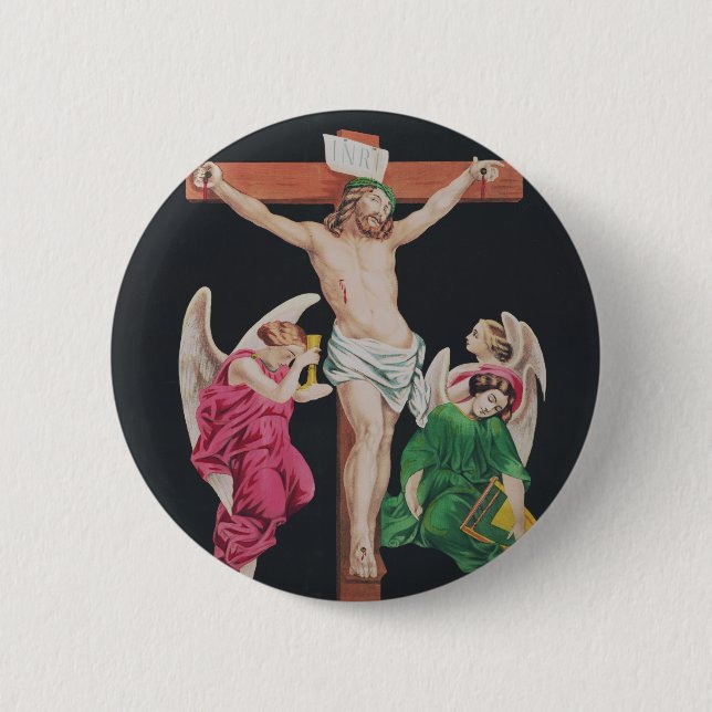 Bóton Redondo 5.08cm Crucificação Medieval de Jesus Cristo (Frente)