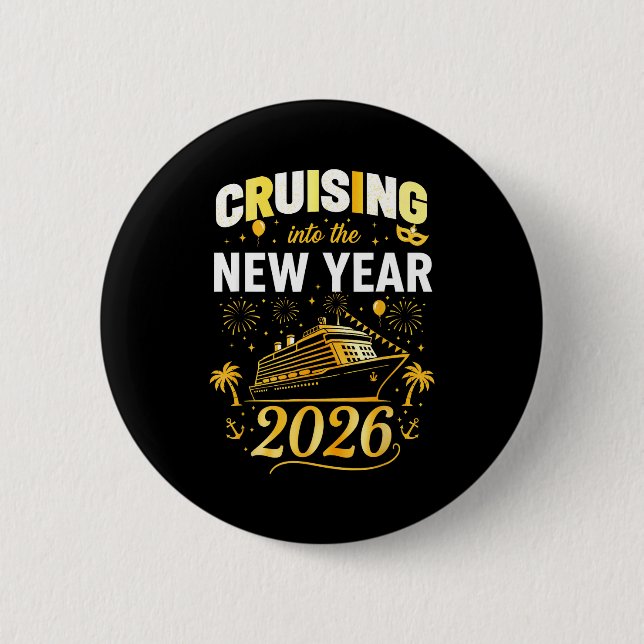 Bóton Redondo 5.08cm Cruising Into 2026 New Years Eve Party Favors Fami (Frente)