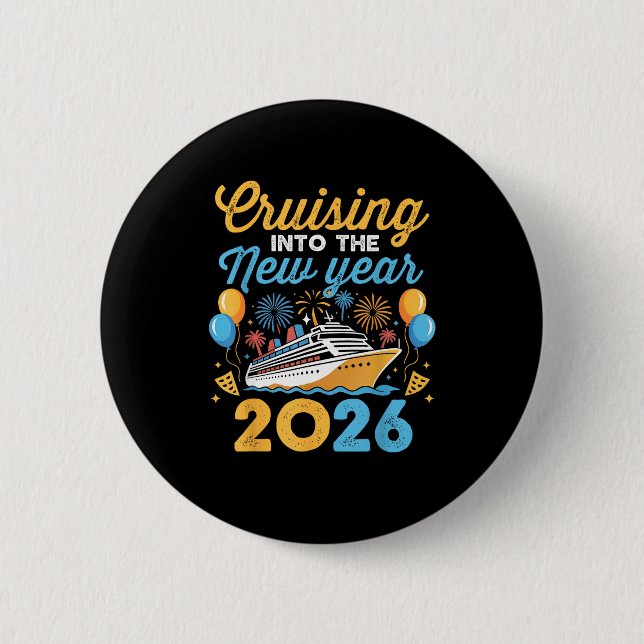 Bóton Redondo 5.08cm Cruising Into The New Year 2026 Family Cruise Cele (Frente)