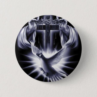 Bóton Redondo 5.08cm Cruz branca com pomba