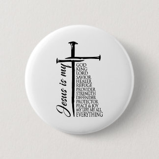 Bóton Redondo 5.08cm Cruz Cristão Cristo Jesus é Meu Deus Rei Senhor A