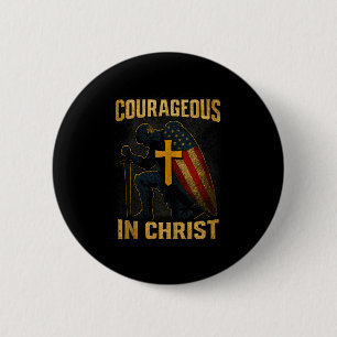 Bóton Redondo 5.08cm Cruz de Cavaleiro Corajoso em Cristo Patriótico Ba