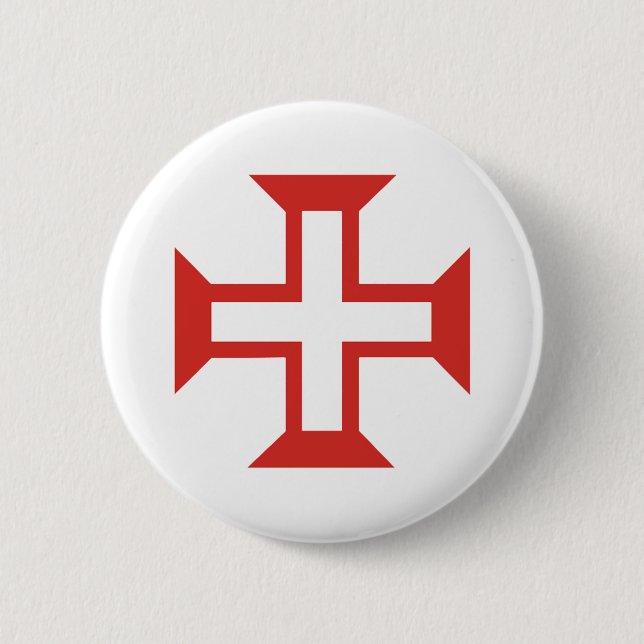 Bóton Redondo 5.08cm Cruz de Templo Vermelho (Frente)