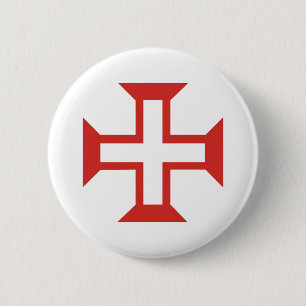 Bóton Redondo 5.08cm Cruz de Templo Vermelho