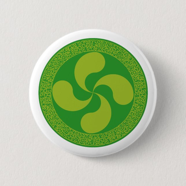 Bóton Redondo 5.08cm Cruz Elegante e na moda basca: Lauburu, (Frente)