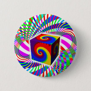Bóton Redondo 5.08cm Cubo Espiral Arco-Íris