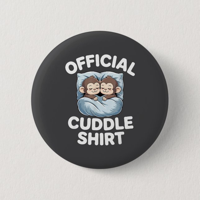 Bóton Redondo 5.08cm Cuddle Shirt Cute Sleepy Monkey Couple  (Frente)